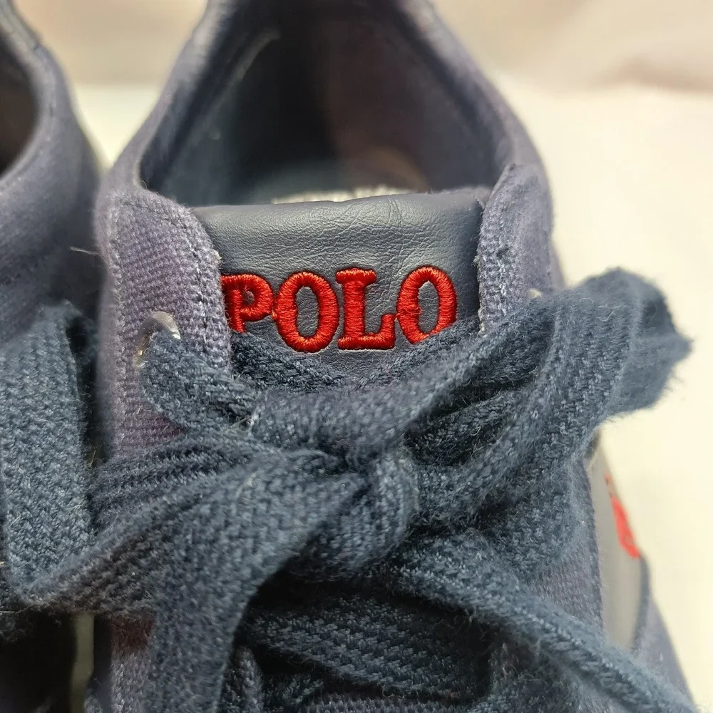 Polo Ralph Lauren HANFORD Canvas Sneakers Mens 9.5D Navy Blue Nylon Upper Casual